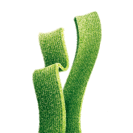 Close-up of Joyride Sour Green Apple Strips, chewy sour candy strips coated in sugar