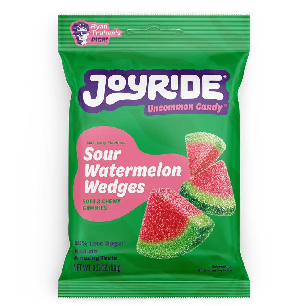 Joyride Sour Watermelon Wedges low sugar sour candy in a 3.5 oz bag