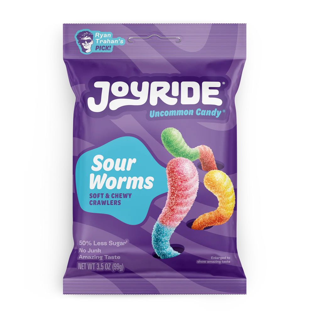 Joyride Sour Worms low sugar sour candy in 3.5 oz bag