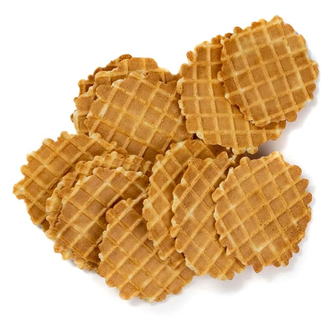 Golden crisp Belgian waffles stacked together, low carb and keto friendly