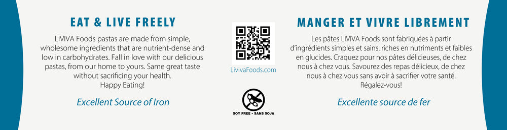 Liviva - Pâtes Keto Faibles en Glucides 225g - Linguine