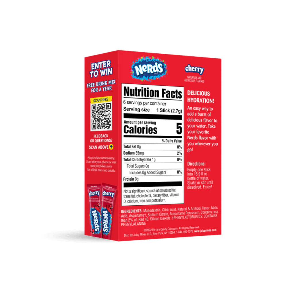 Nerds - Préparation pour boisson individuelle sans sucre - Paquet de 6