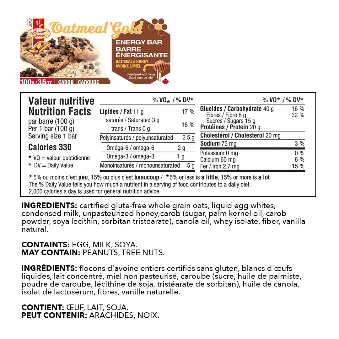 Oatmeal Gold - Energy Protein Bar 100g - Box 12