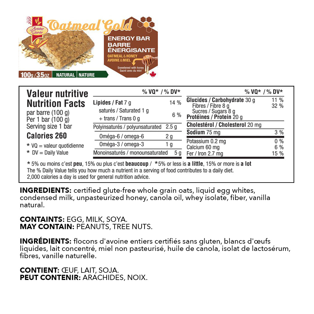 Oatmeal Gold - Energy Protein Bar 100g - Box 12