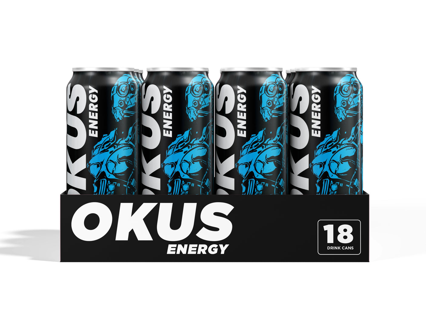 OKUS Energy case of 18 cans - Blue Rapsberry flavor