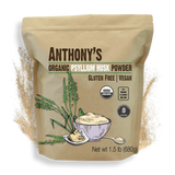 Bag of Anthony's Organic Psyllium Husk Powder on a white background