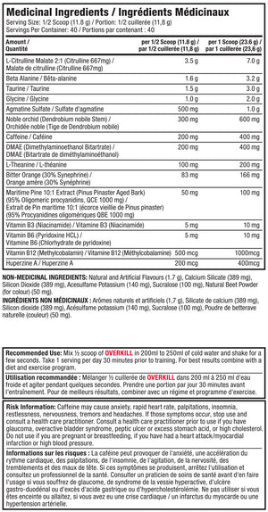 Pro Line - Overkill Ultimate Pre Workout New Formula - 483g