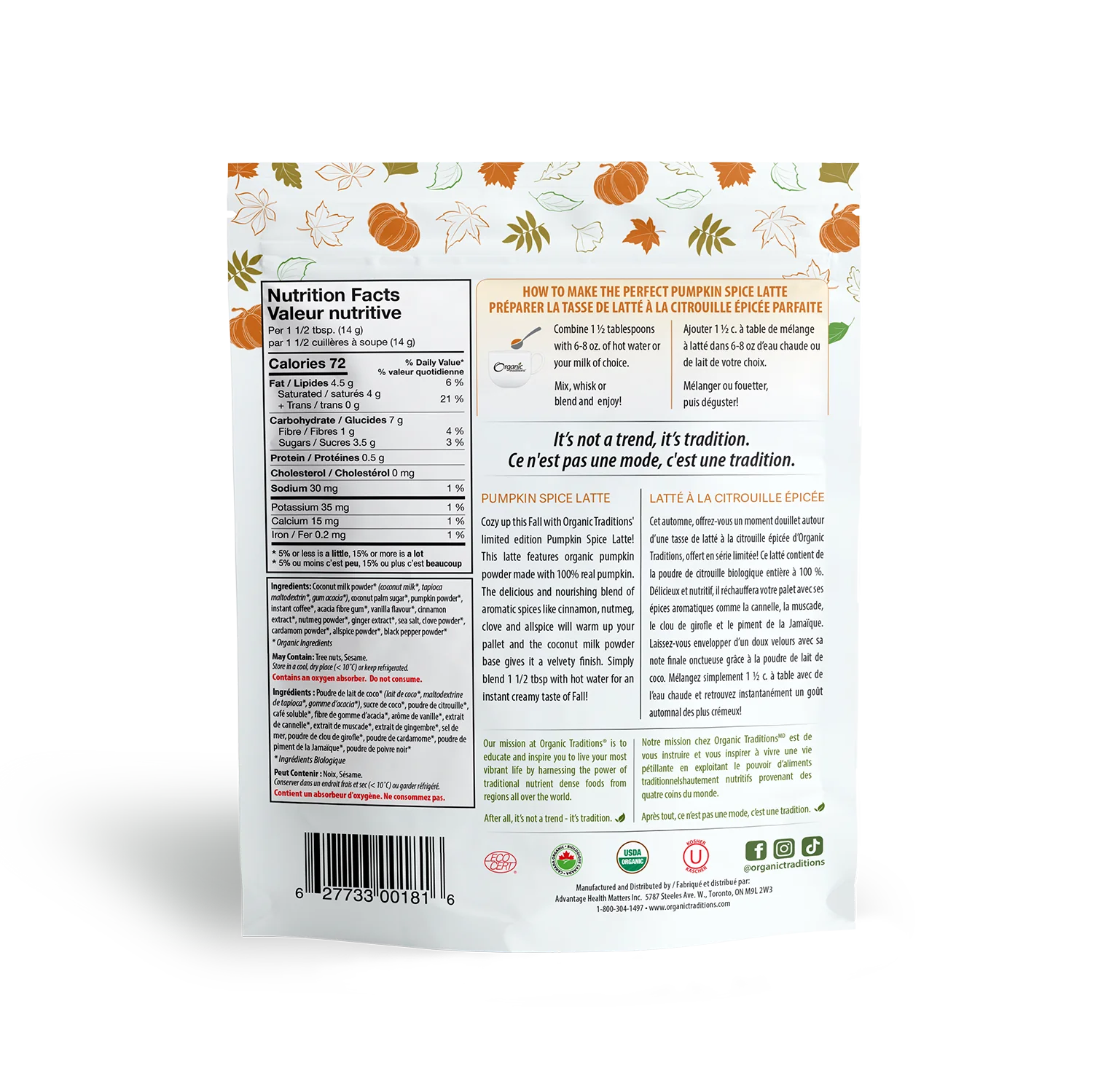 Organic Traditions - Pumpkin Spice Latte - 150g