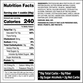 Quest Nutrition cookies Chocolate Chips - Nutritional Facts