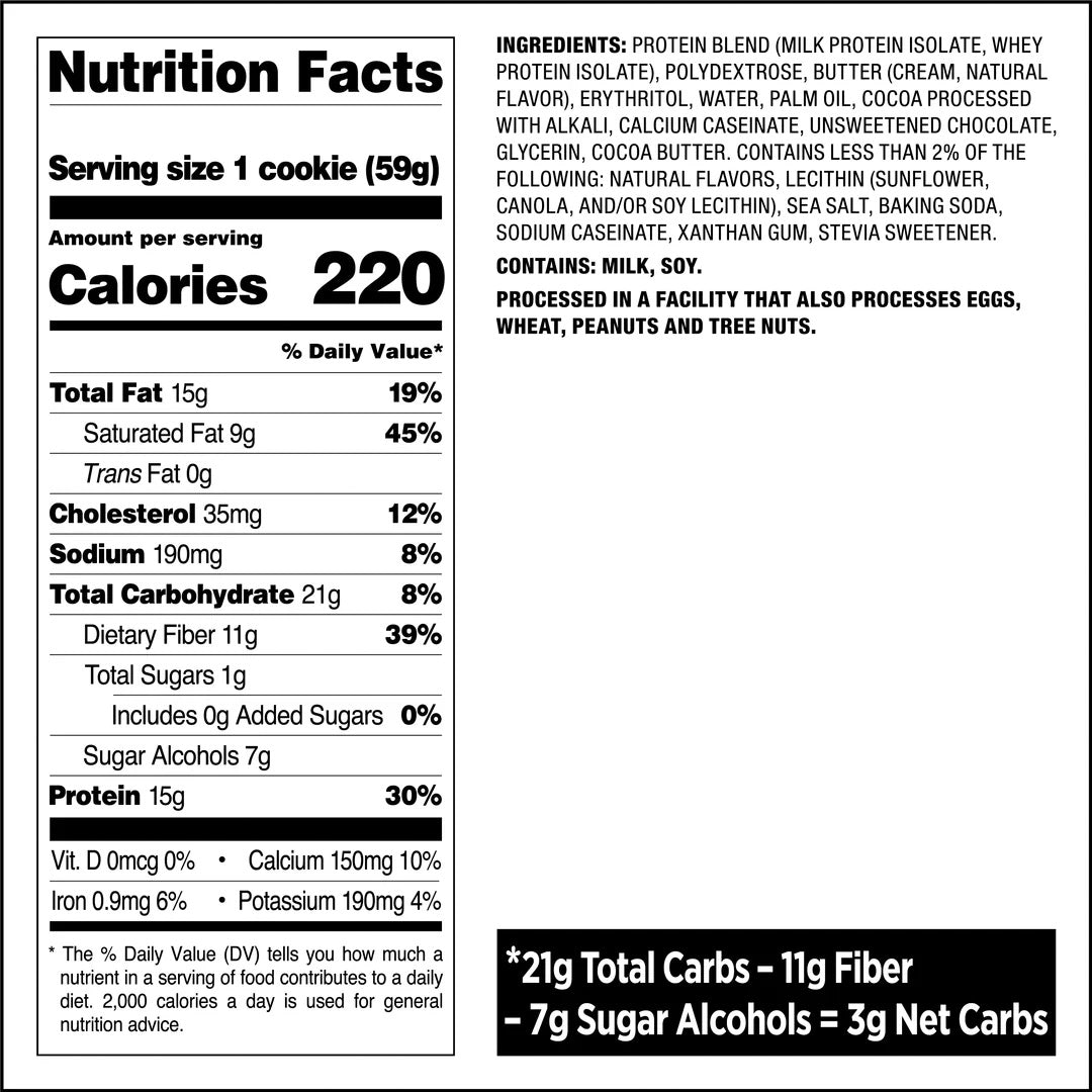 Quest Nutrition cookies Double Chocolate - Nutritional Facts