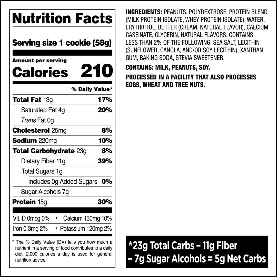 Quest Nutrition cookies Peanut Butter - Nutritional Facts