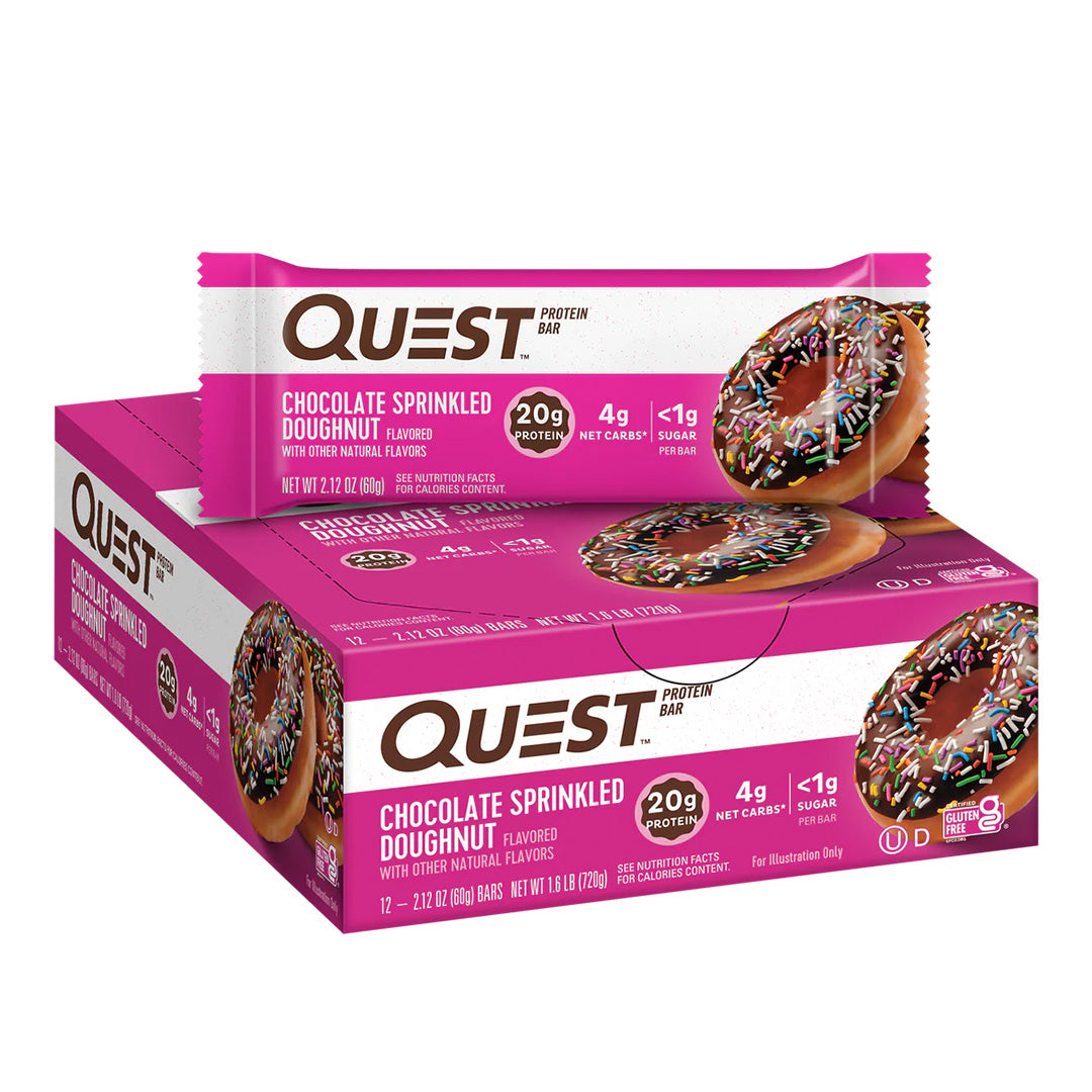 Quest Nutrition protein bar box - Chocolate Sprinkled Doughnut