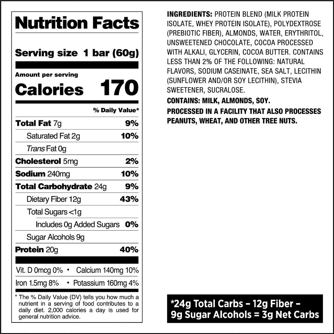 Quest Nutrition protein bar nutritional fact - Double Chocolate Chunk