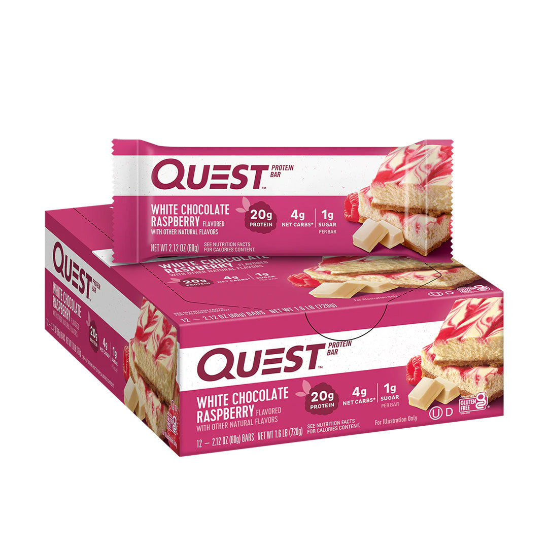 Quest Nutrition protein bar box - White Chocolate Raspberry