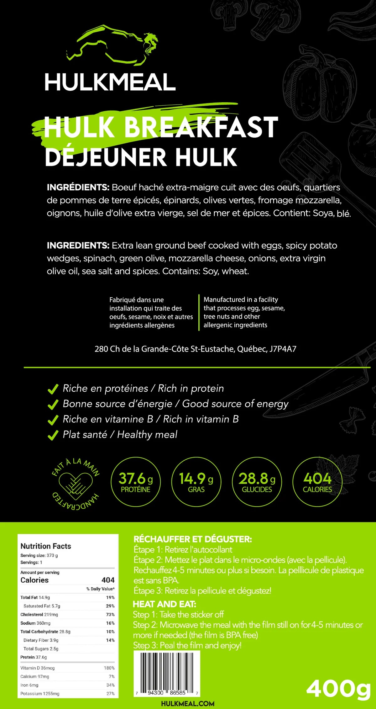 Repas Hulk - Déjeuner Hulk - 400g