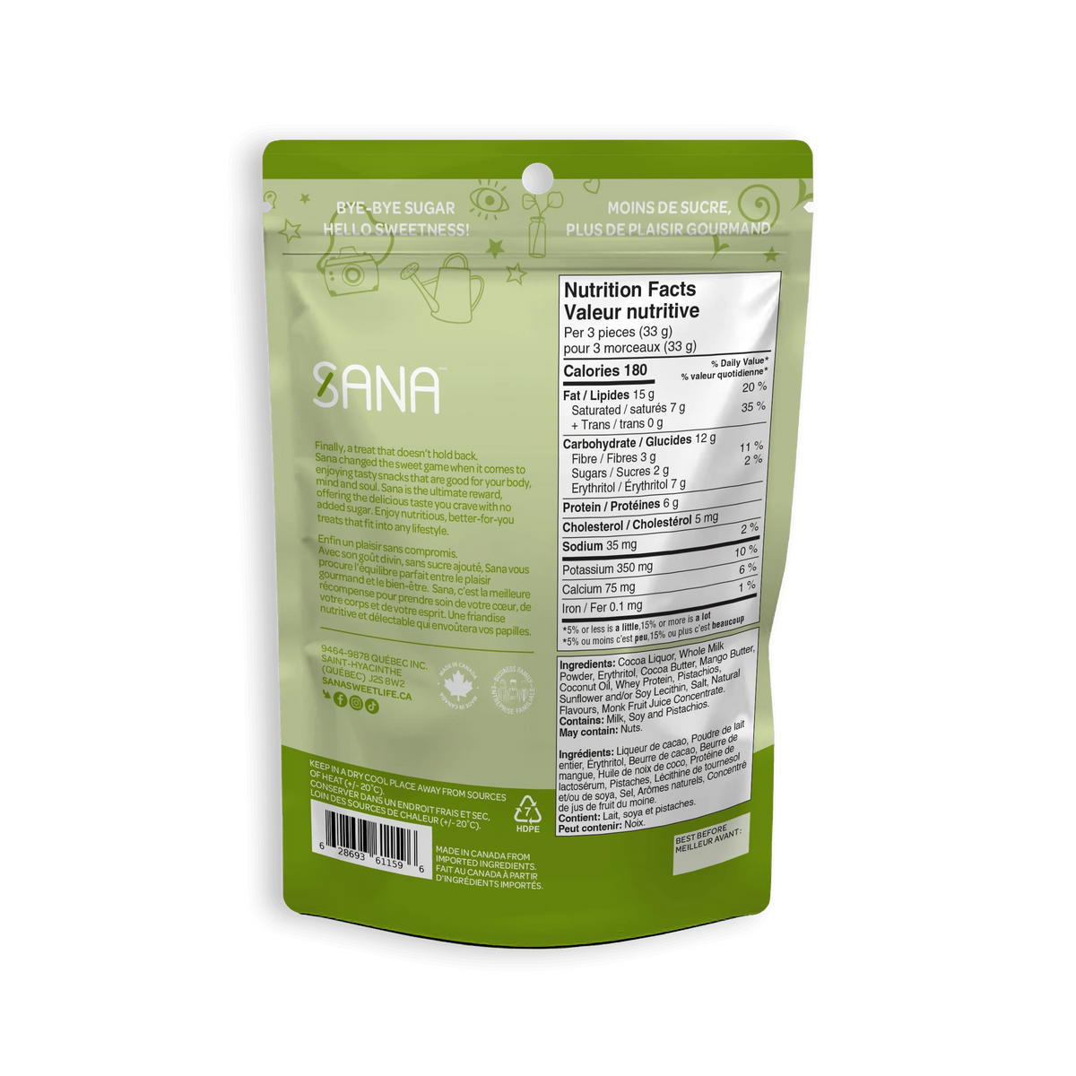Sana - No Sugar Added Chocolatey Bites - 100g