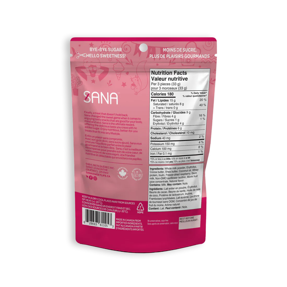 Sana - No Sugar Added Chocolatey Bites - 100g