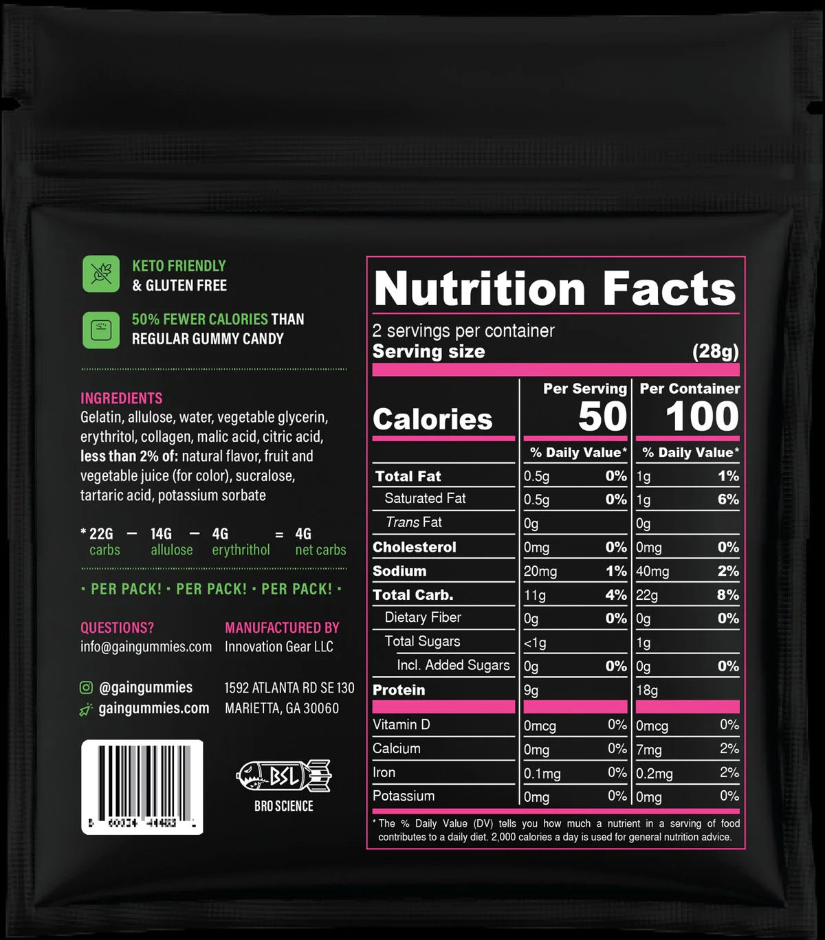 Gain Gummies - Gym Candy Protein Bears - 2oz