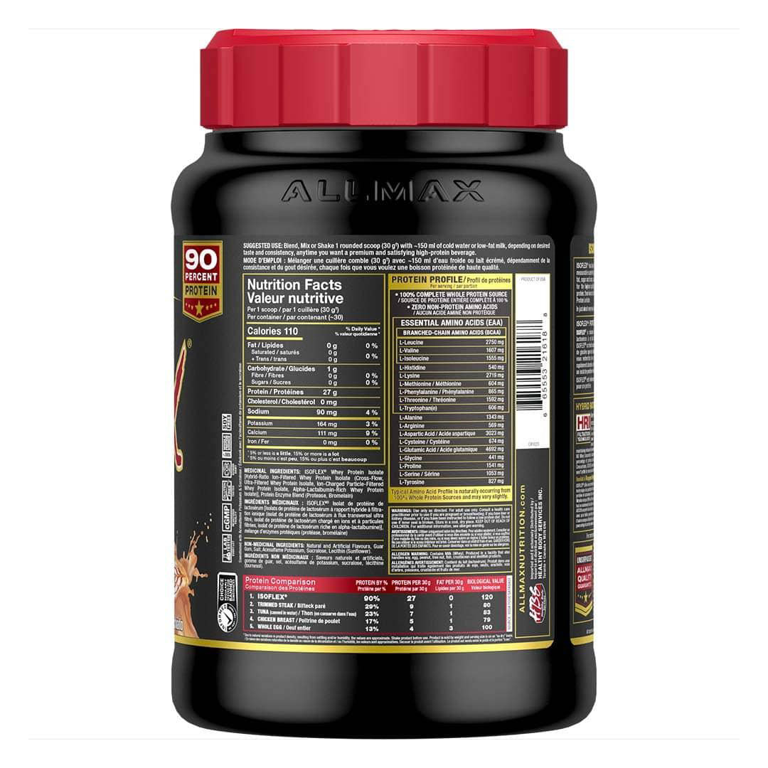 Allmax Nutrition Isoflex 2lb Nutrittion facts Caramel Macchiato flavor