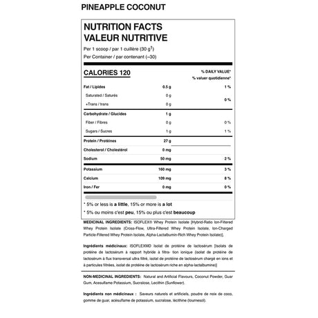 Allmax Nutrition Isoflex Nutrittion facts and ingredients Pineapple flavor