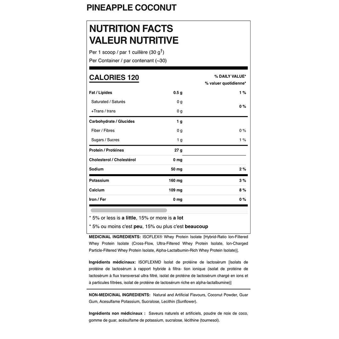 Allmax Nutrition Isoflex Nutrittion facts and ingredients Pineapple flavor