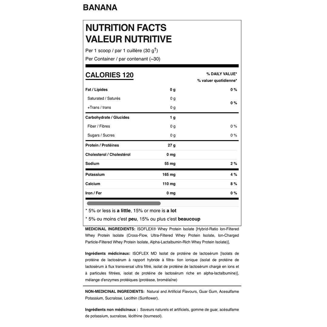 Allmax Nutrition Isoflex Nutrittion facts and ingredients Banana flavor