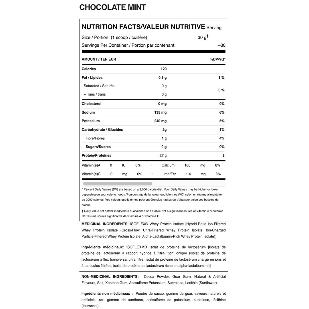 Allmax Nutrition Isoflex Nutrittion facts and ingredients Chocolate Mint flavor