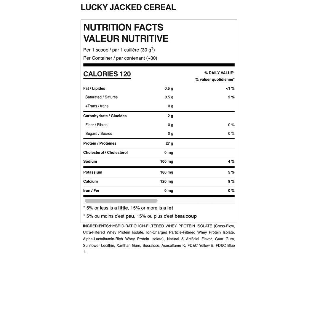 Allmax Nutrition Isoflex Nutrittion facts and ingredients Lucky jacked cereal flavor