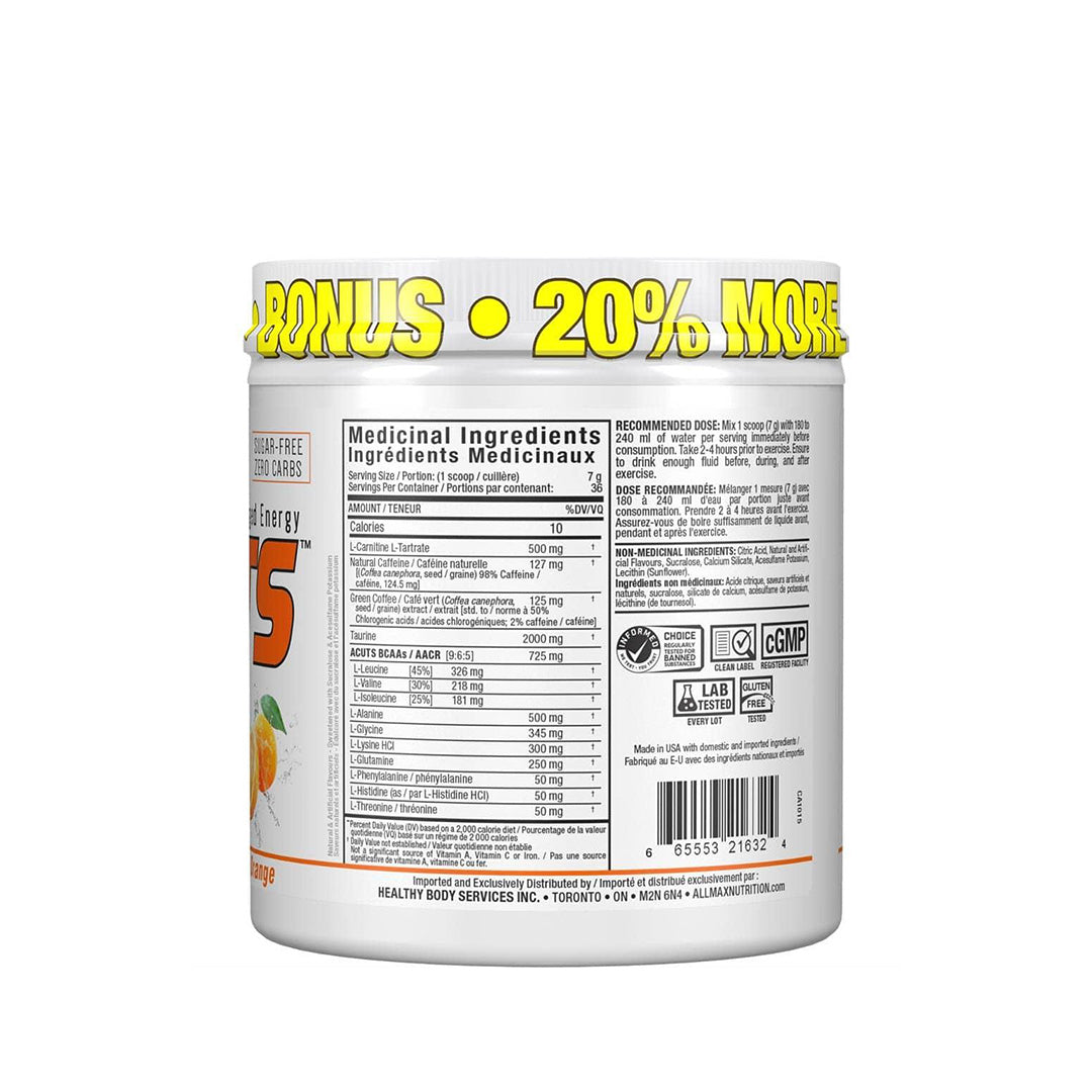 Allmax A:Cuts Amino Acid Supplement Orange flavor with medicinal ingredients