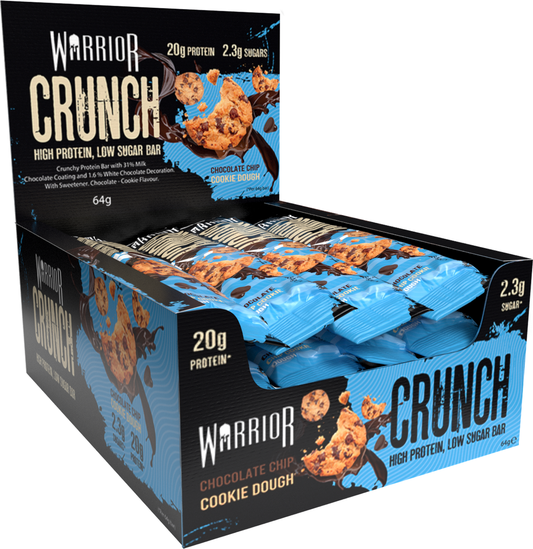 Warrior Crunch - Barre protéinée 64 g - Boîte de 12