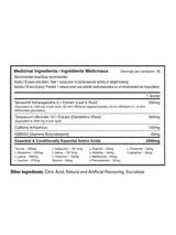 Supplement facts panel for Ballistic Quick Prep showing medicinal ingredients, serving size, and dosage information for the natural metabolism booster and energy and fat burner supplement.