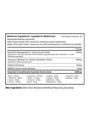 Supplement facts panel for Ballistic Quick Prep showing medicinal ingredients, serving size, and dosage information for the natural metabolism booster and energy and fat burner supplement.