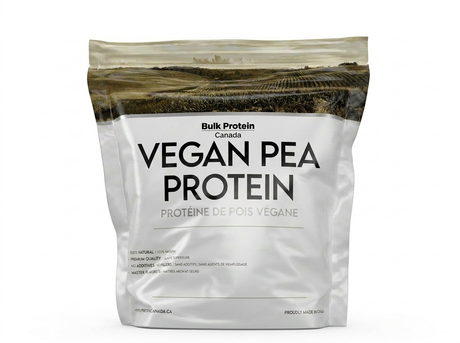 Vegan pea protein package from Bulk Protein Canada on a white background