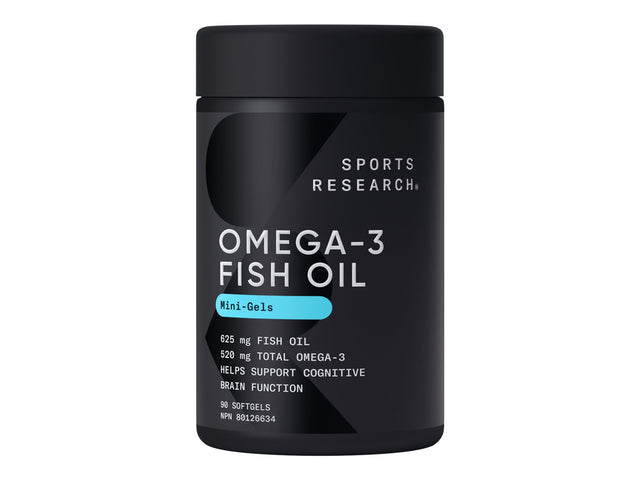 Sports Research - Omega-3 Fish Oil from Wild Alaska Pollock - 90 Mini Gels