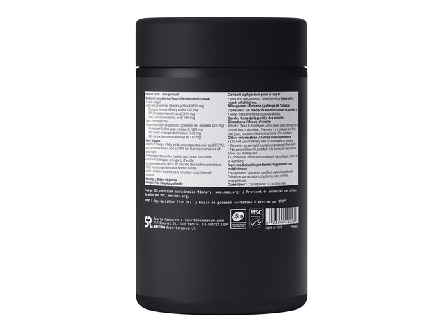 Sports Research - Omega-3 Fish Oil from Wild Alaska Pollock - 90 Mini Gels