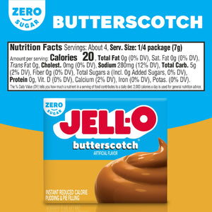 Jell-O Zero Sugar Instant Pudding & Pie Filling – Reduced Calorie Dessert Mix (1oz)