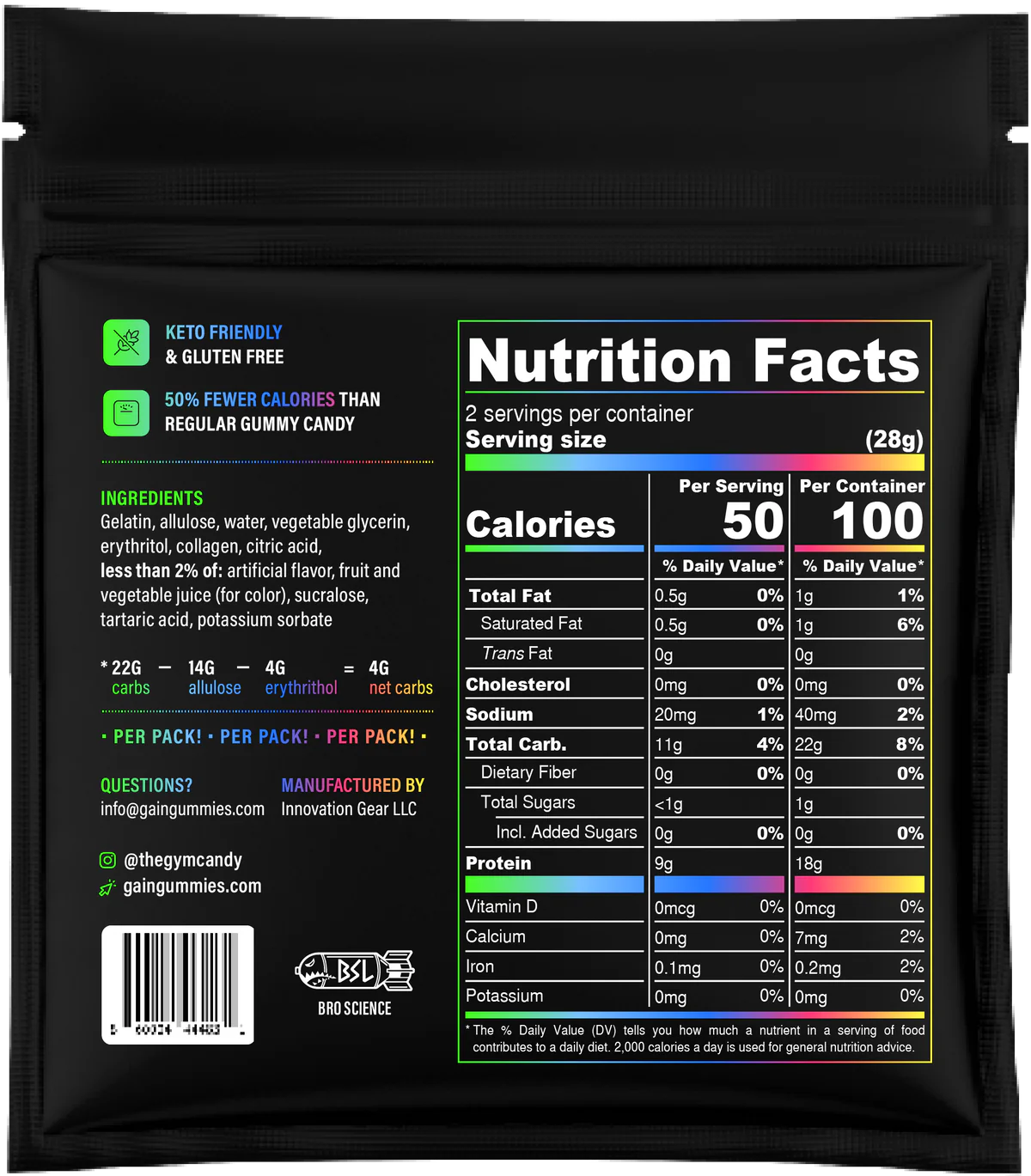 Gain Gummies - Gym Candy Protein Bears - 2oz