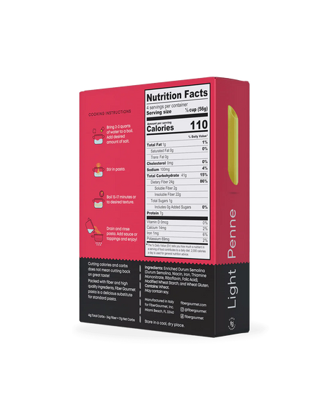 Fiber Gourmet - Low Calories High Fiber Pasta Penne - 227g