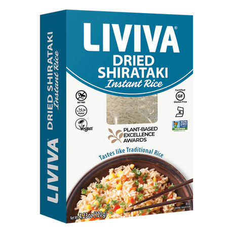 Liviva dried shirataki instant rice - low carb keto-friendly rice alternative packaging