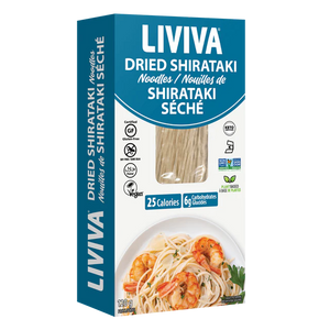 Liviva dried shirataki noodles - low carb keto-friendly pasta alternative in packaging