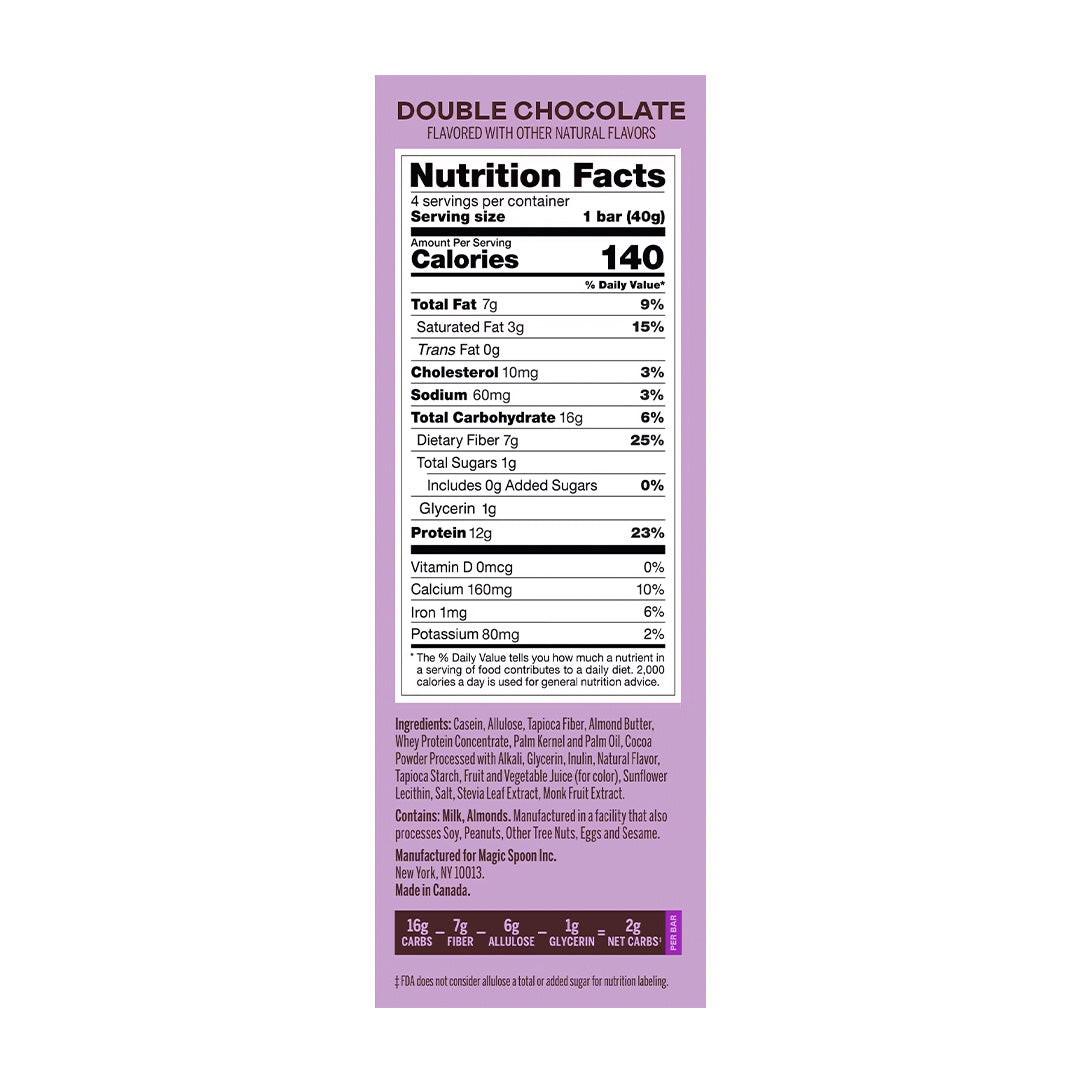 Magic Spoon Treats Nutrition facts double chocolate flavor