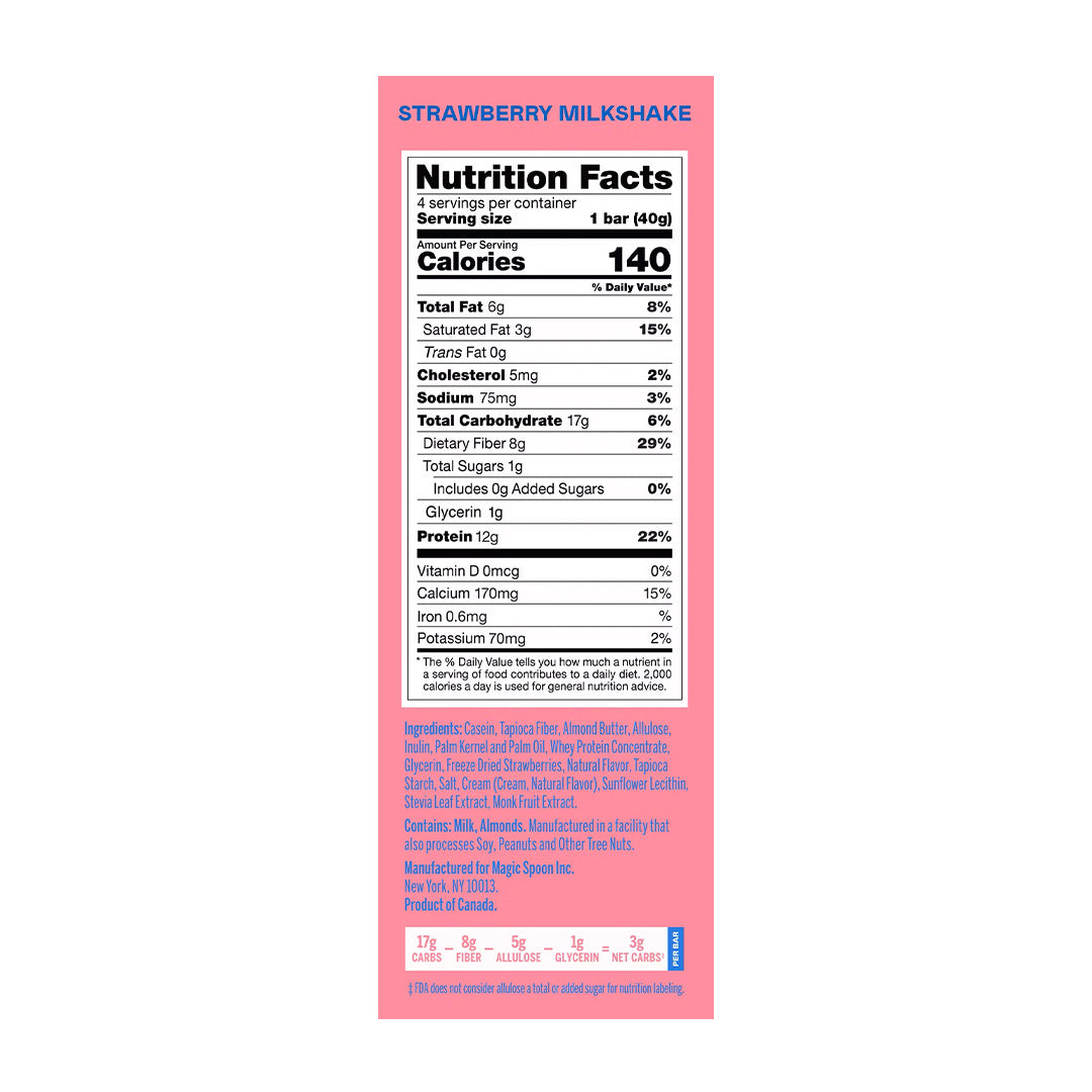 Magic Spoon Treats nutrition facts Strawberry milkshake