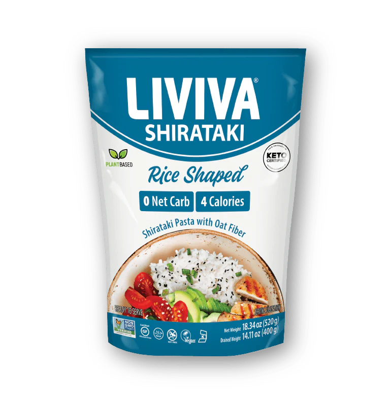 Liviva - Pâtes Shirataki Bio aux Fibres d'Avoine | Faibles en Glucides, 4 Calories, Compatibles avec le Régime Keto - 520 g