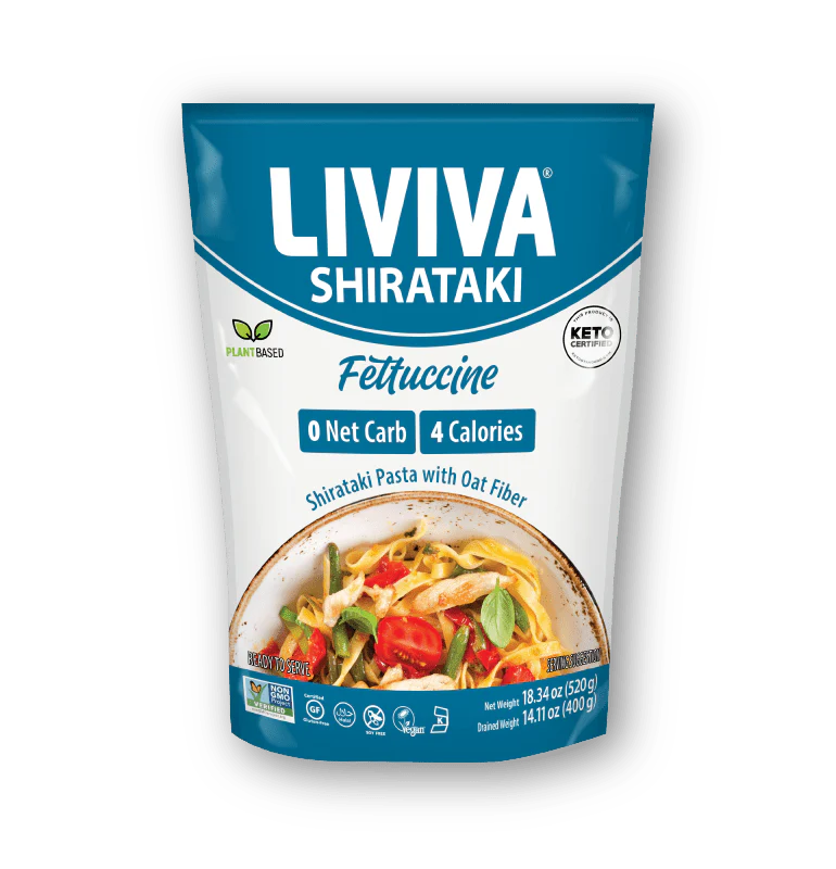 Liviva - Pâtes Shirataki Bio aux Fibres d'Avoine | Faibles en Glucides, 4 Calories, Compatibles avec le Régime Keto - 520 g