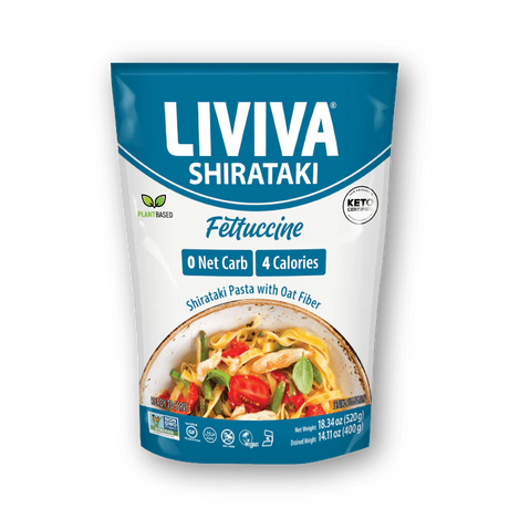 Liviva - Organic Shirataki Pasta with Oat Fiber | Low Carb, 4 Calories, Keto-Friendly - 520g