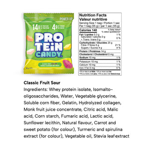 Protein Candy gummies nutrition facts Classic fruit Sour flavor