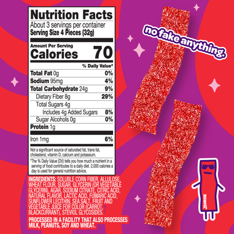 Joyride - Low Sugar Sour Strawberry Strips - 3.5oz