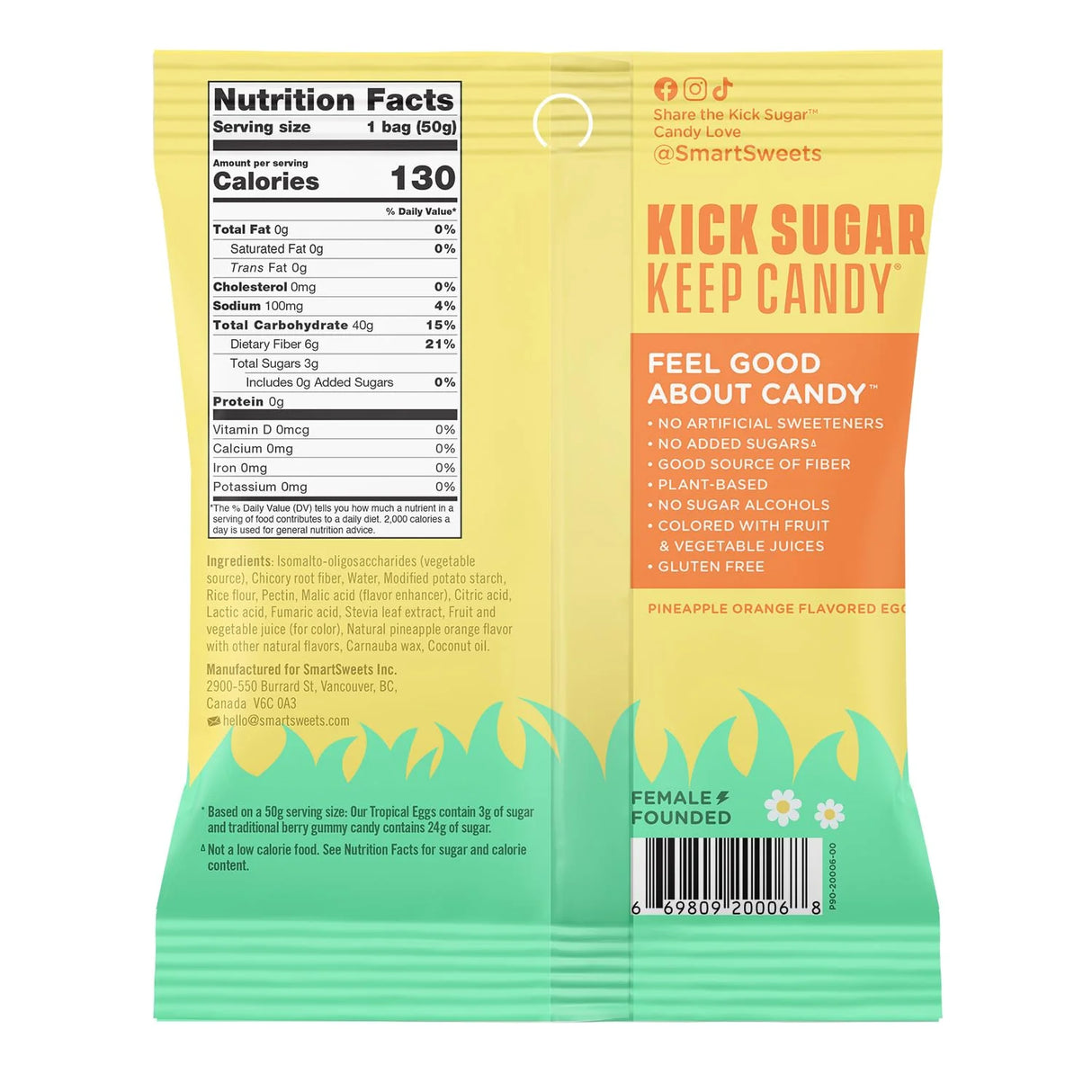 Bonbons Smart Sweets à base de plantes 50 g (paquets de 12)