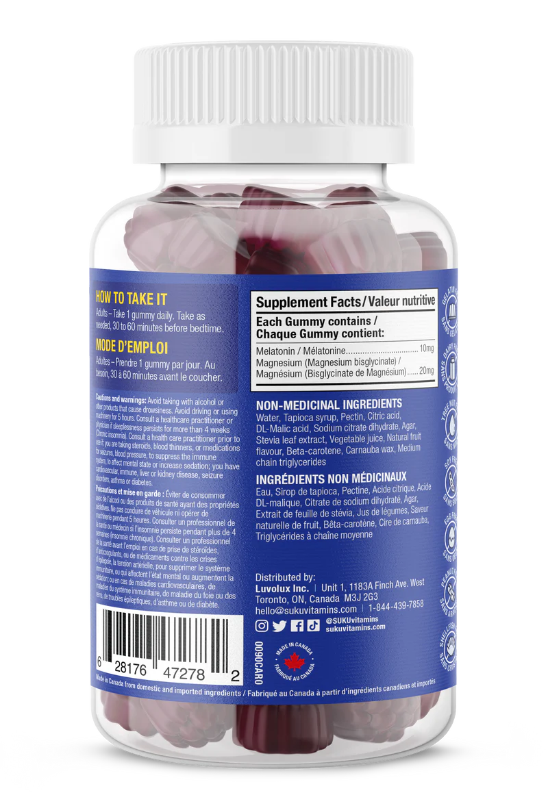 Bottle of gummy vitamins with a blue label on a white background