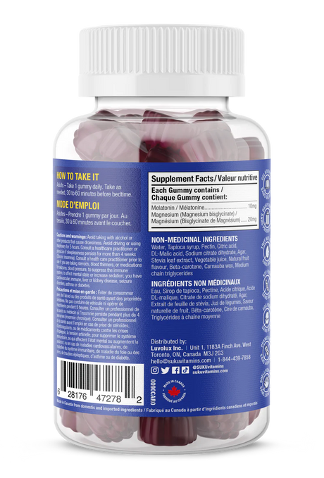 Bottle of gummy vitamins with a blue label on a white background